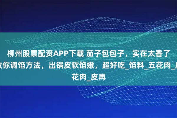 柳州股票配资APP下载 茄子包包子，实在太香了！教你调馅方法，出锅皮软馅嫩，超好吃_馅料_五花肉_皮再