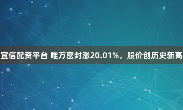 宜信配资平台 唯万密封涨20.01%，股价创历史新高